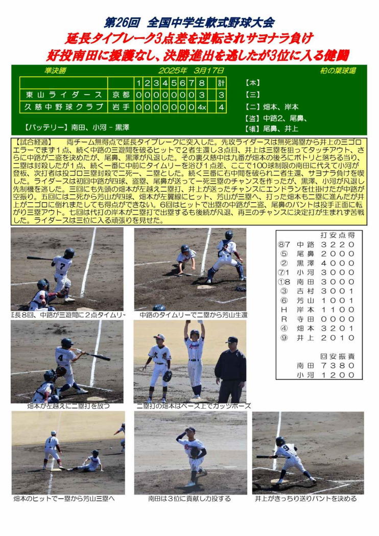 第26回全国中学生軟式野球大会(2024・第11期生)