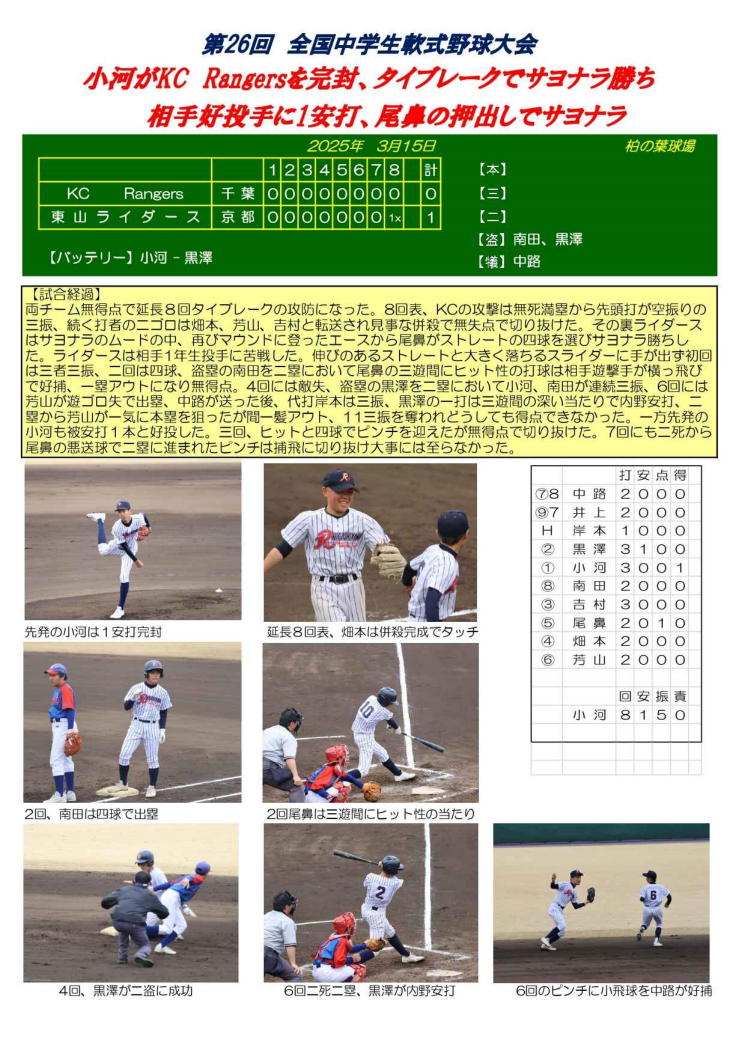 第26回全国中学生軟式野球大会(2024・第11期生)