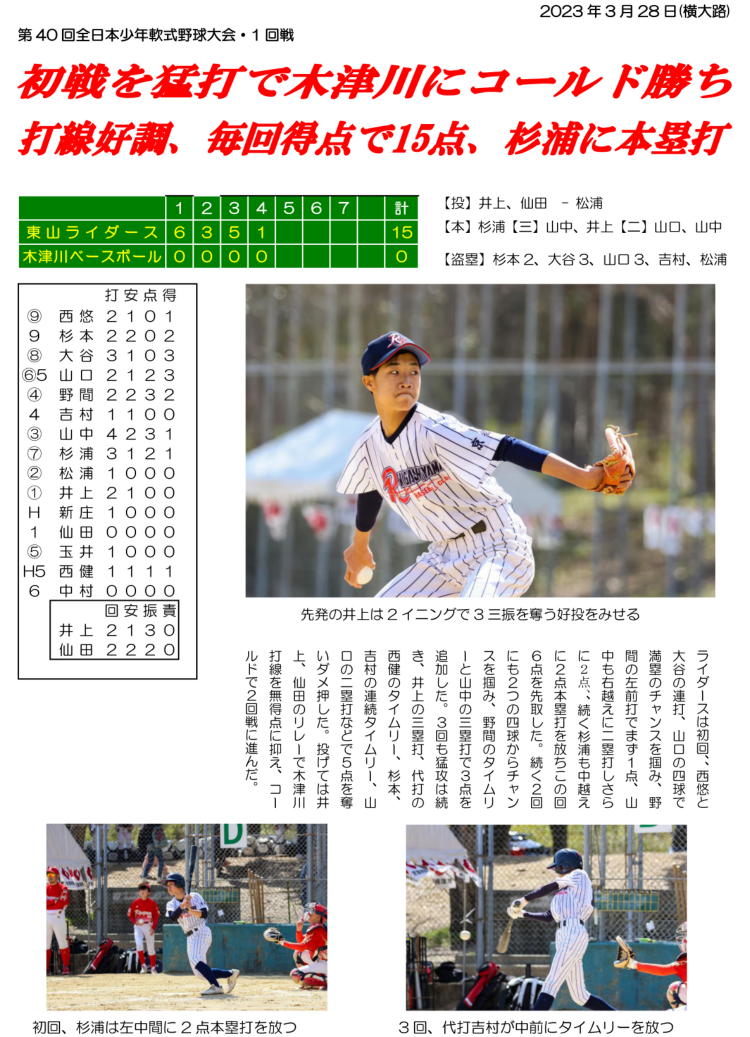 第40回 全日本少年軟式野球大会（第9期生）