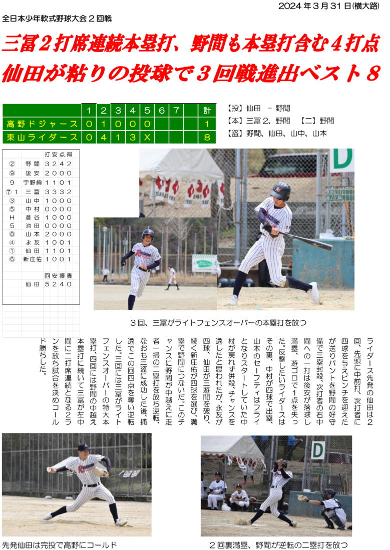 第41回 全日本少年軟式野球大会（第10期生）